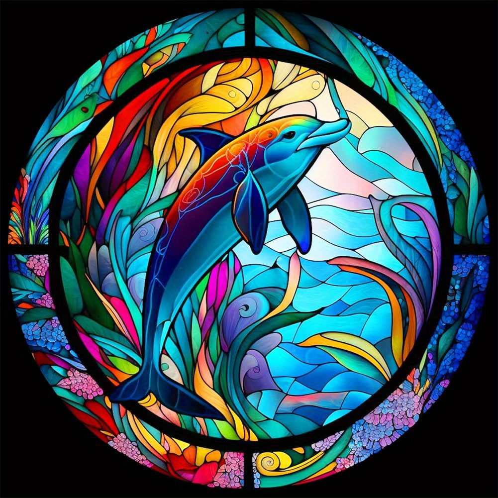 Stained Glass Seahorse Picture 5d Diy Diamond Painting Full - Temu