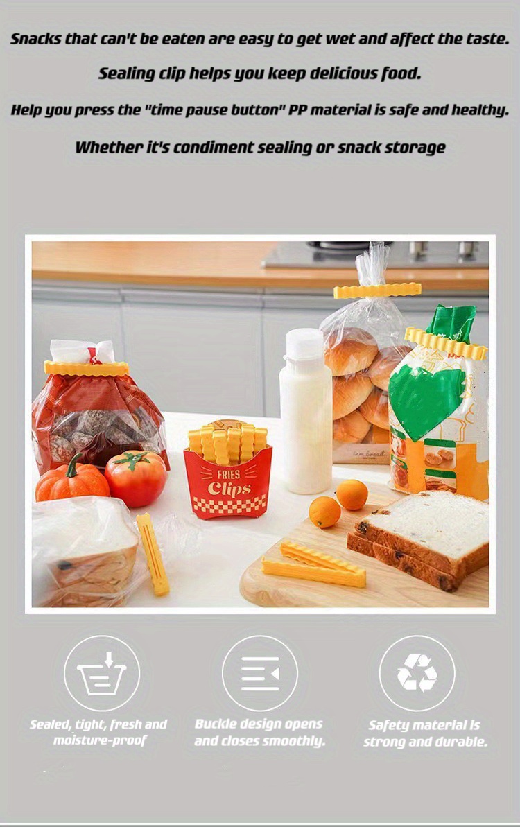 12pcs Sealing Clip French Fry Shape Buckle Closure Food Bag Clip