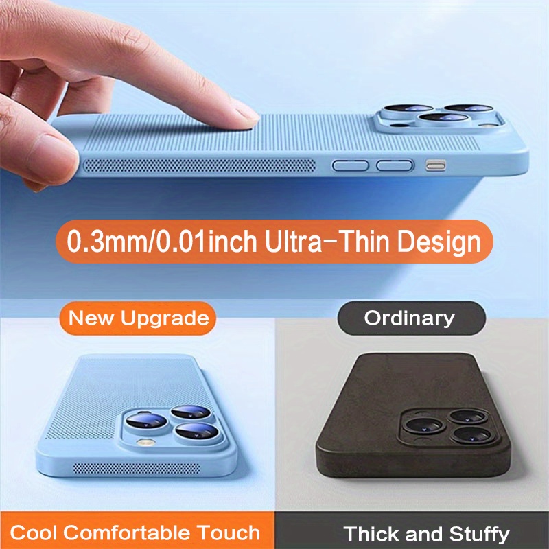 ultra thin heat dissipation breathable phone case for iphone 14 13 11 12 pro max 14 plus camera lens protector hard cover details 2