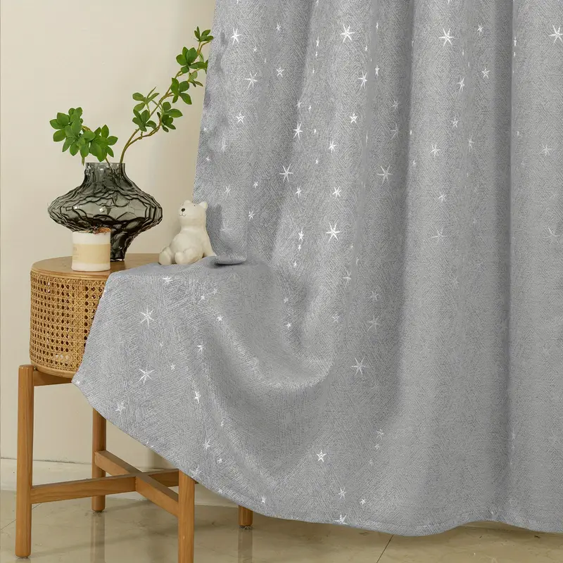 Romantic Star Patterned Linen Blackout Curtains Perfect Temu