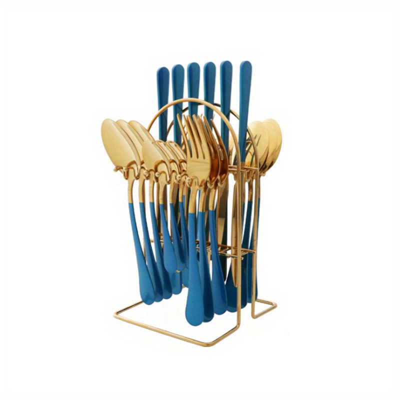 Navy and Gold Kitchen Utensils Set with Holder