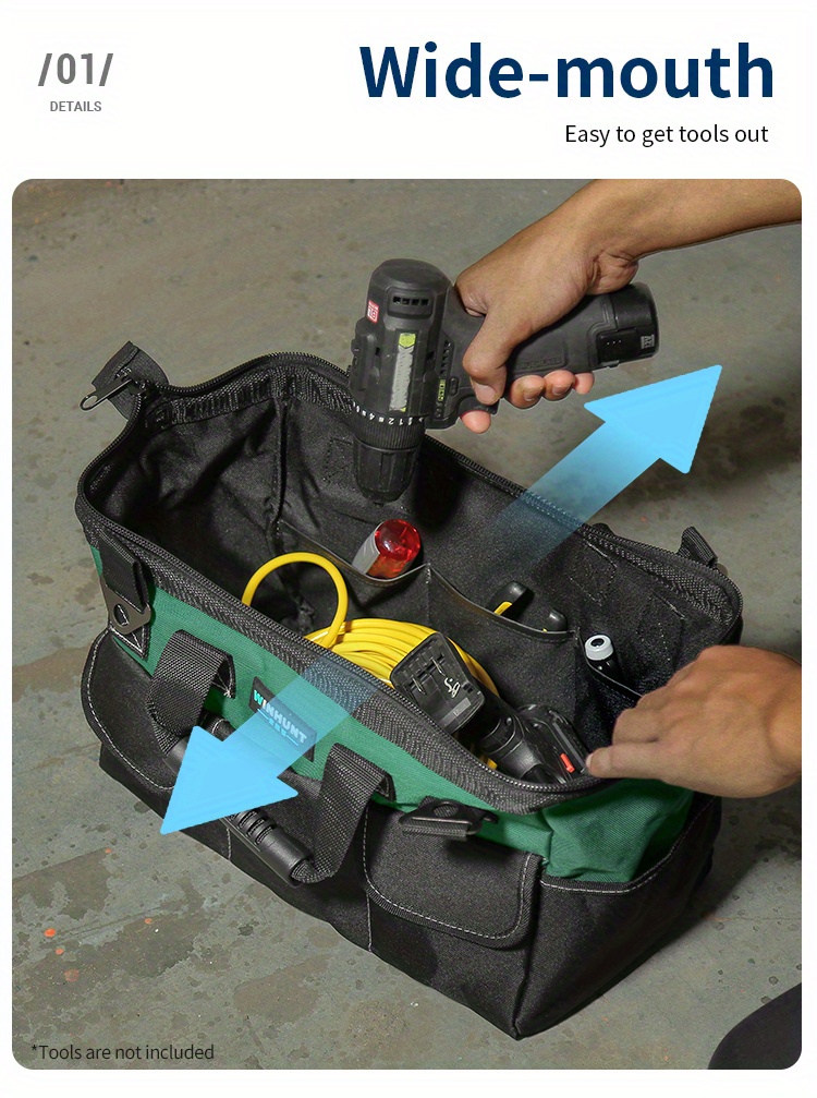 Bolsa de electricista con herramientas eléctricas profesionales fondo de  madera oscura vista frontal colocar texto