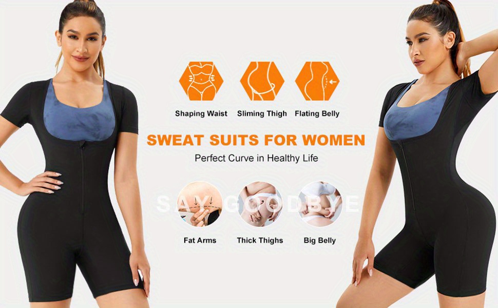 1 Zipper Full Body Shaper Sweat Sauna Suit Women Sweat - Temu