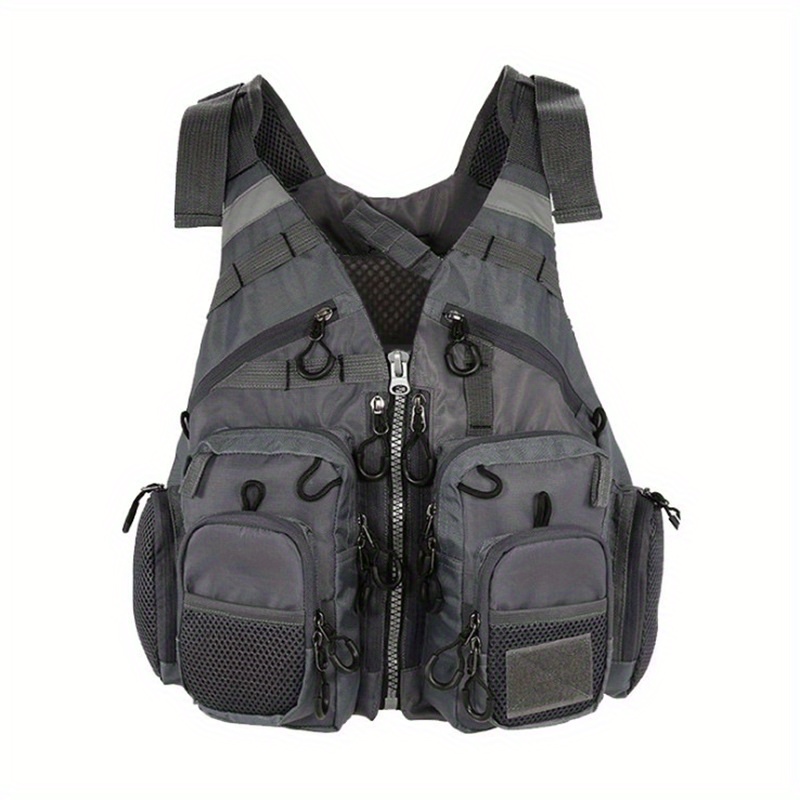 DYNWAVE Men's Fishing Vest Outdoor Sports Vest Multi Pockets Waistcoat Work Utility Vest Travel Vest - Black, 2XL