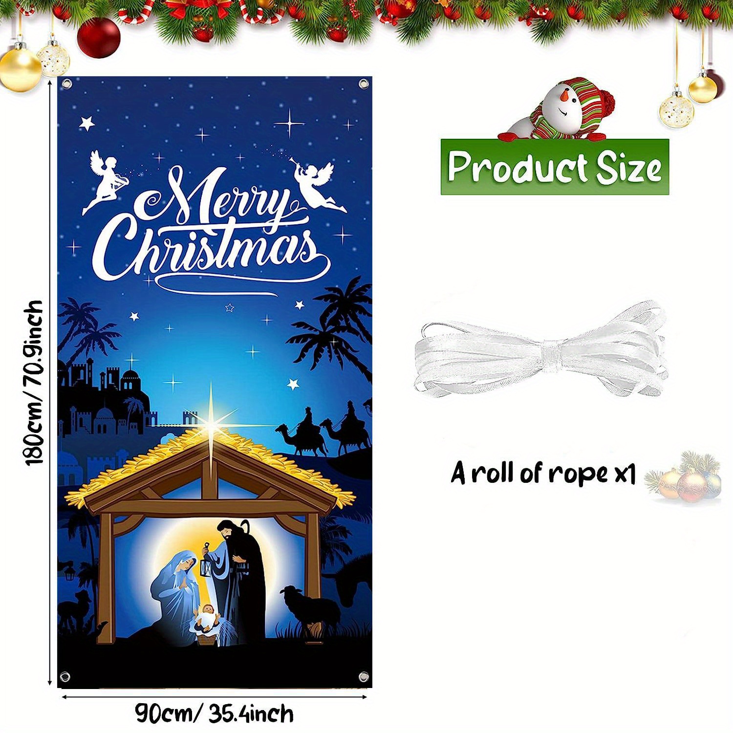 Nativity Christmas Door Cover Decorations Holy Night Temu