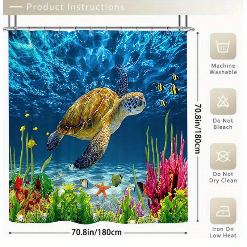 Shower Curtain Sea Turtle Series Bathroom Waterproof - Temu