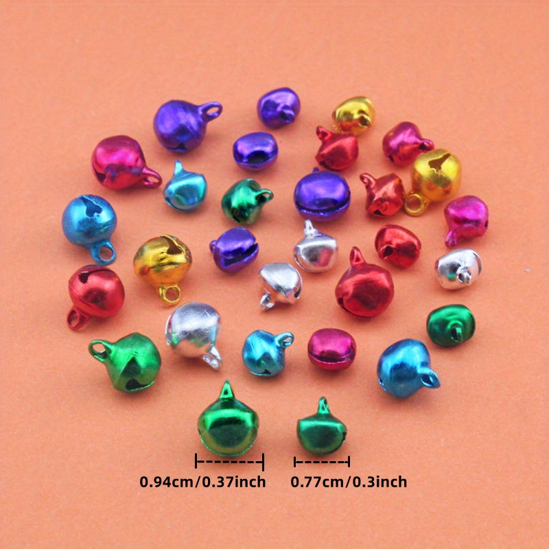 TLKKUU 50/100Pcs Small Jingle Bells For Christmas Party Decor 13mm Loose  Beads with Elastic Crystal