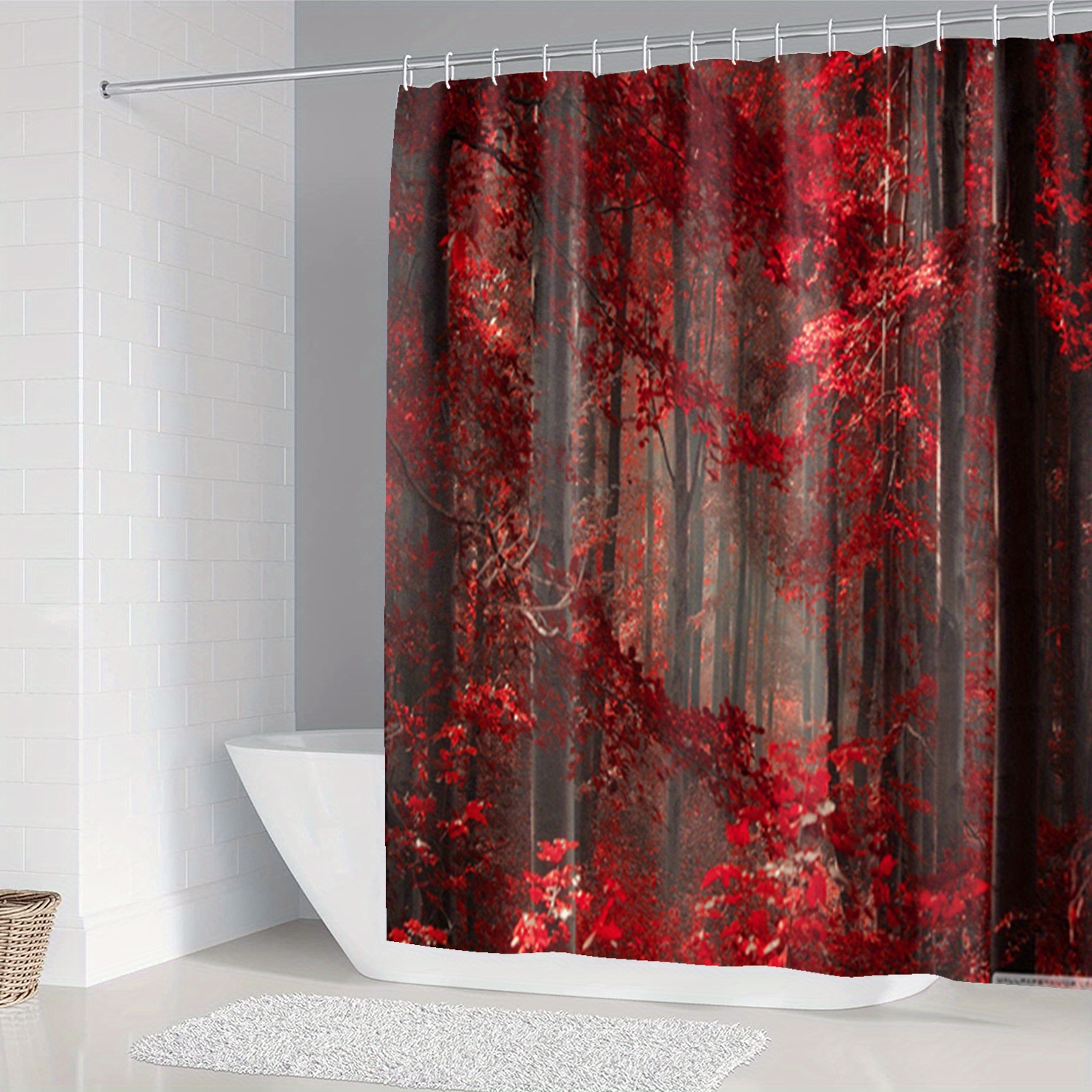 Eczjnt Little Red Fox in Autumn Shower Curtain Bathroom Waterproof Home Decor 48x72 inch, Size: 48 x 72