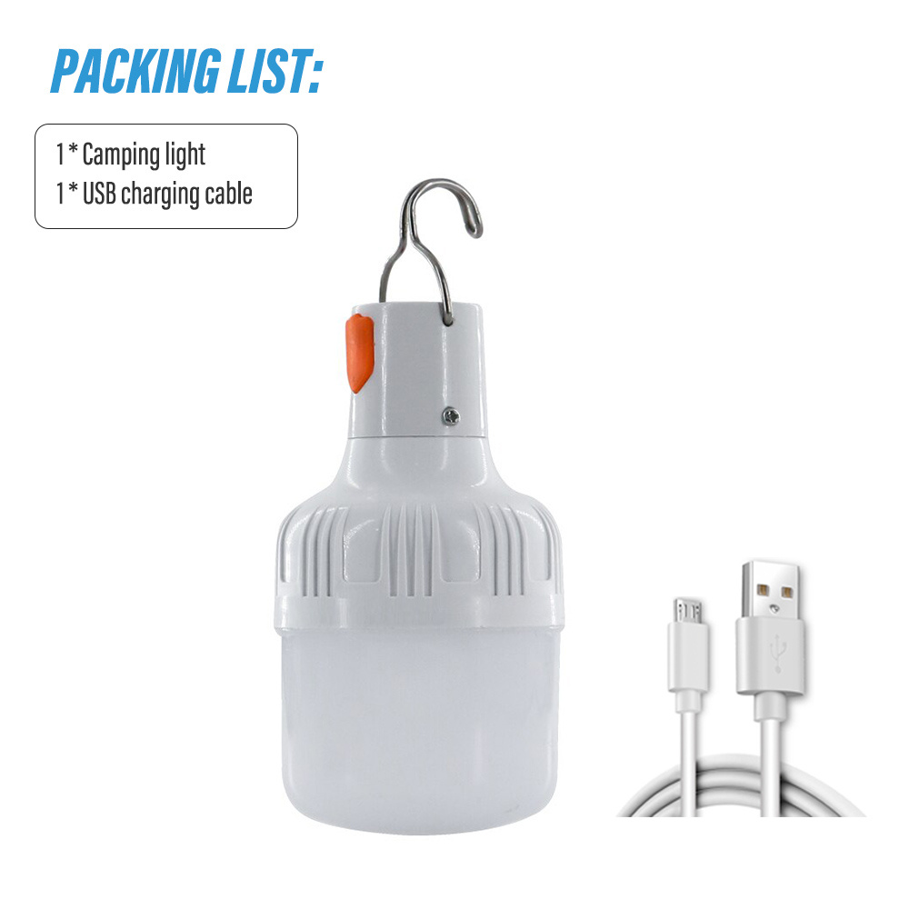 Bombilla LED portátil USB para camping, cama, tienda de campaña, cable de  5.6 ft con interruptor de encendido/apagado con gancho y corbata de cable  (2