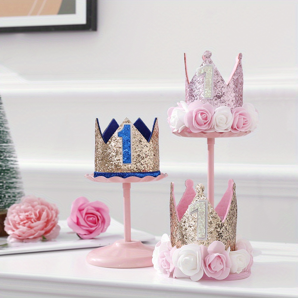 1pc, Chapeau D'anniversaire De Couronne De Fleurs Pour Bébé D'un