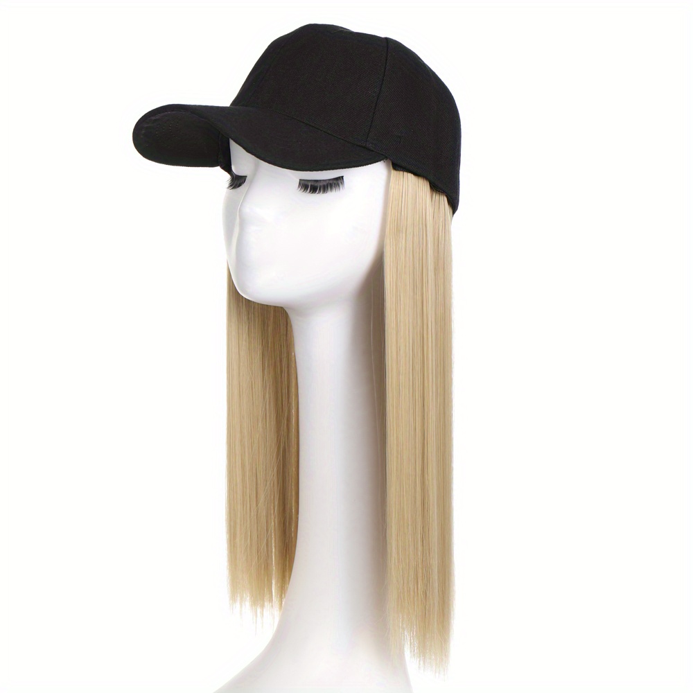 Hat with Tie-Dyed Baseball Cap and Straight Hair Wigs