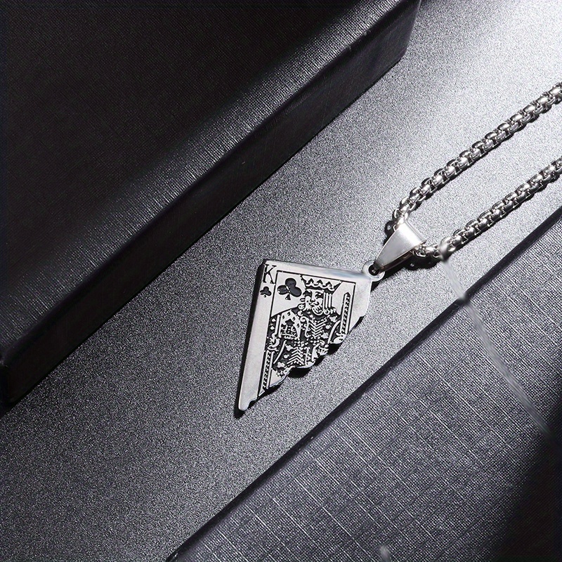 Image of 304 Stainless Steel Half Playing Alexander Pendant Necklace Men Women Trend Regina Jewelry