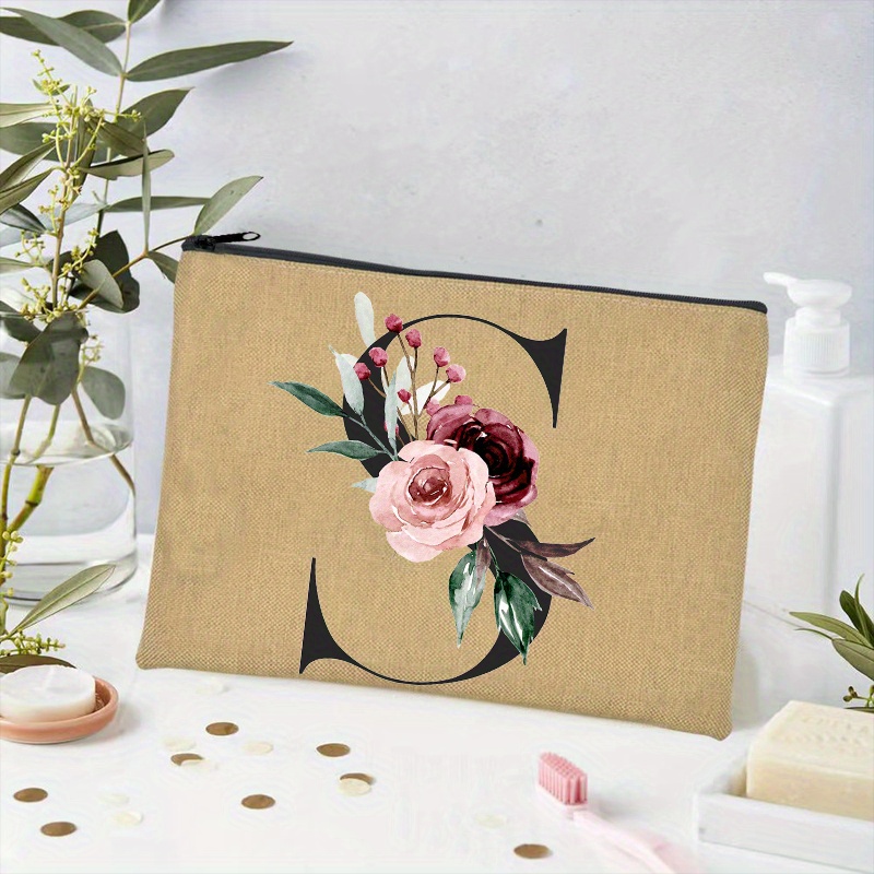 Floral Print Cosmetic Bag Bridesmaid Makeup Case Organizer