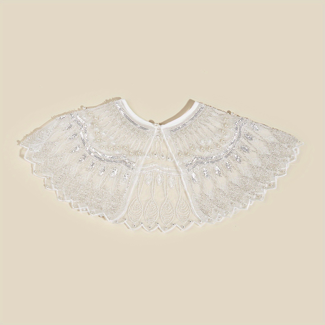2 Layer Mesh Pearl Thin Shawl Dress Decorative Shawl For Women