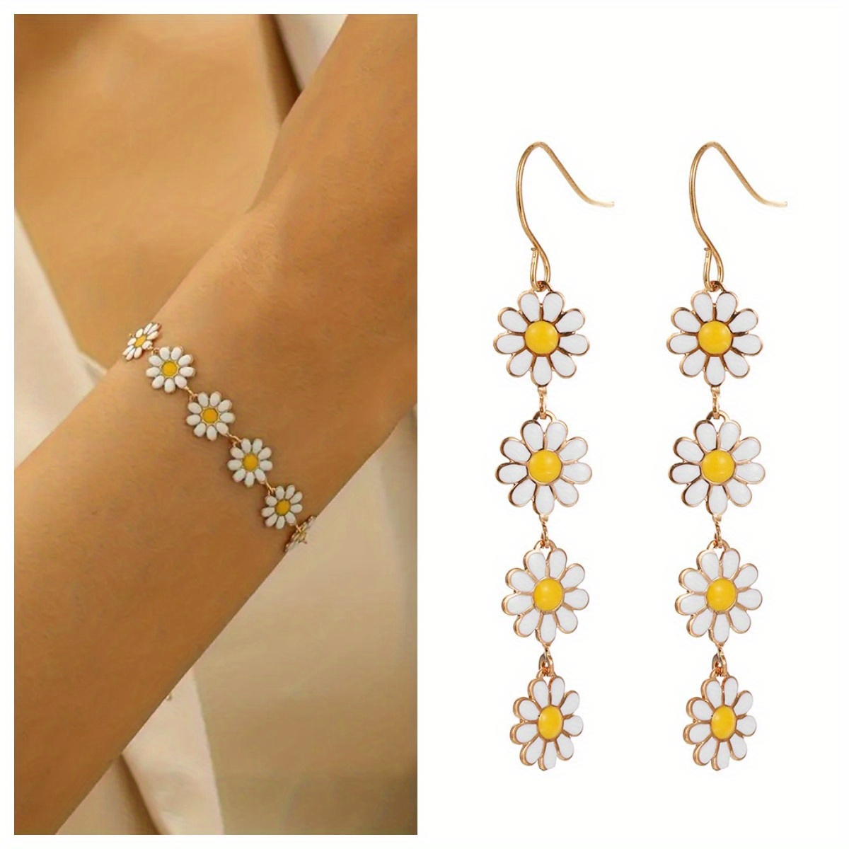 1pc Fashionable Rhinestone & Flower Decor Chain Bracelet for Women for Daily Decoration,one-size