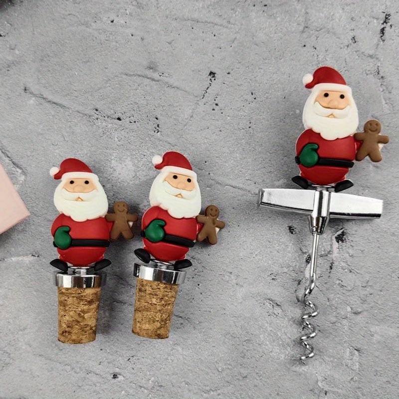 4pcs Christmas Wine Bottle Stoppers Santa Claus Wine Stopper Christmas  Supplies