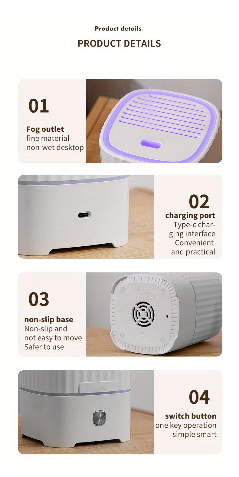 1pc 7 color led ultrasonic aromatherapy diffuser aroma essential oil diffuser air aromatherapy machine usb personal desktop noiseless cool mist humidifier with auto off protection for home bedroom or dormitory details 9