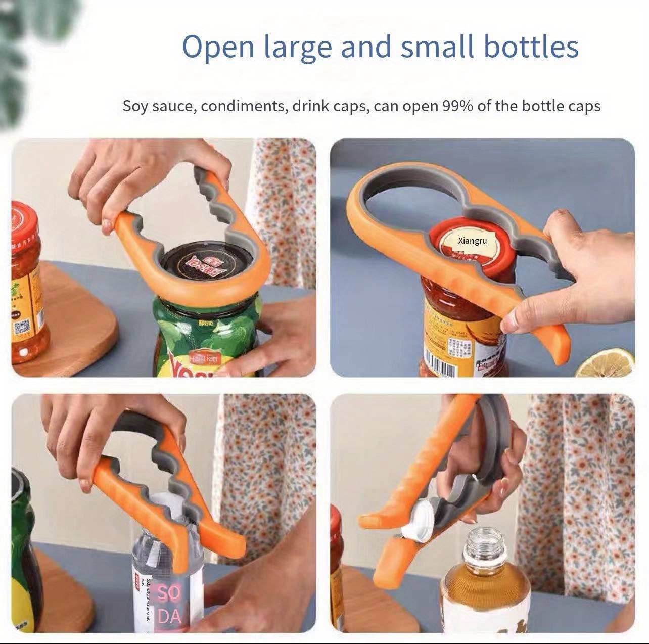 1pc Multifunctional Bottle Opener, Easy Grip Screw Cap Opening