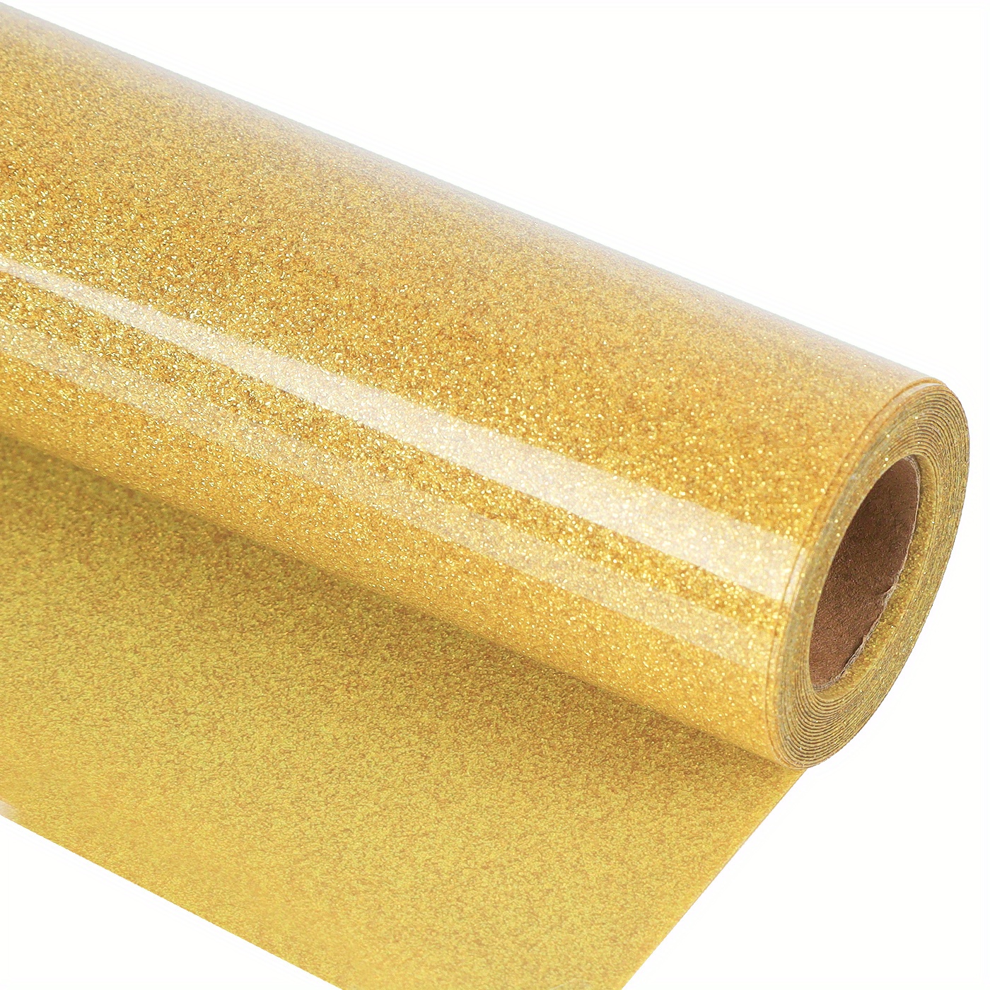 HTVVETUR Glitter Gold HTV Vinyl Rolls Heat Transfer Vinyl - 12 x 9ft White HTV Vinyl for Shirts, Iron on Vinyl for Cameo - Easy to Cut & Weed for