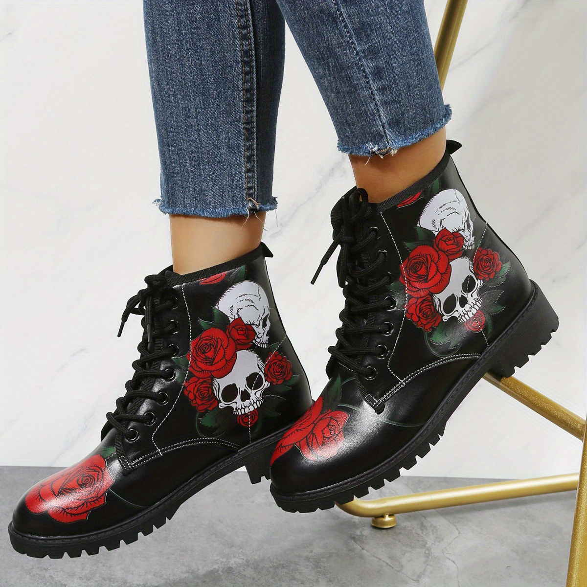 Women Boots Skulls Ladies High Boots High Heels Long Boots Women