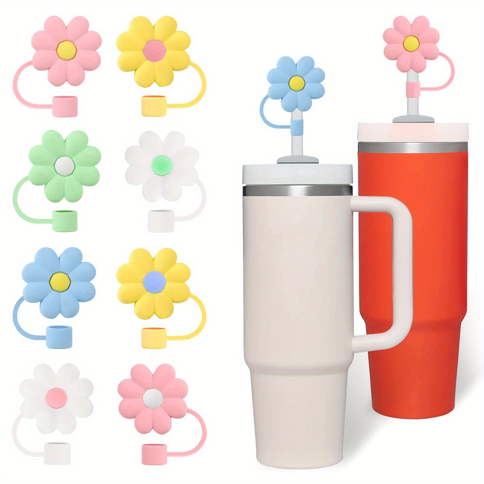 Cup Accessories Set Including Flower Shaped Straw Covers - Temu