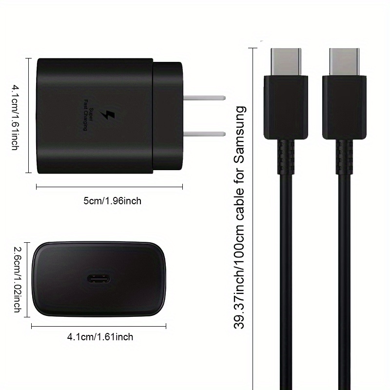 2 packs fast charging type c 25w usb c super fast charger type c wall charger block 6ft cable for android phone cable for samsung galaxy s23 s22 plus s20 s21 ultra note 20 travel charger details 1