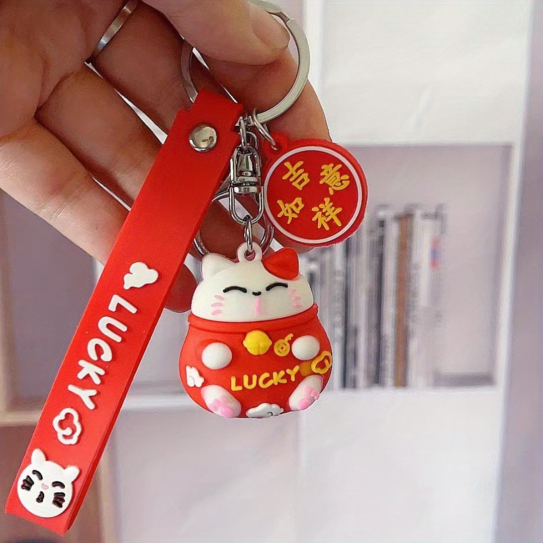 Large Cute Lucky Cat Keychain Cartoon Car Key Chain Pendant - Temu Ireland