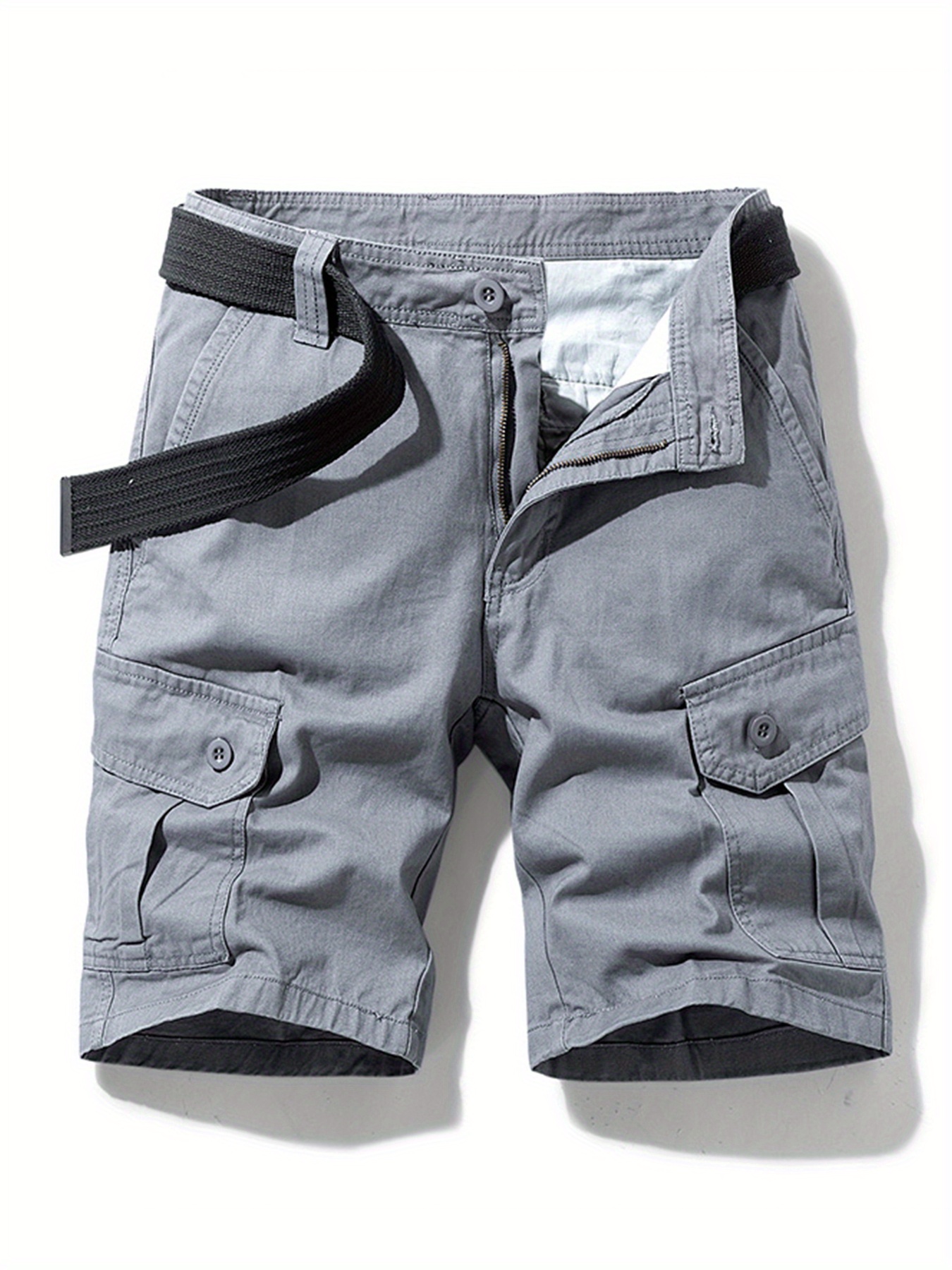 Men's Plain Flap Pocket Cotton Cargo Shorts For Spring And Summer - Temu