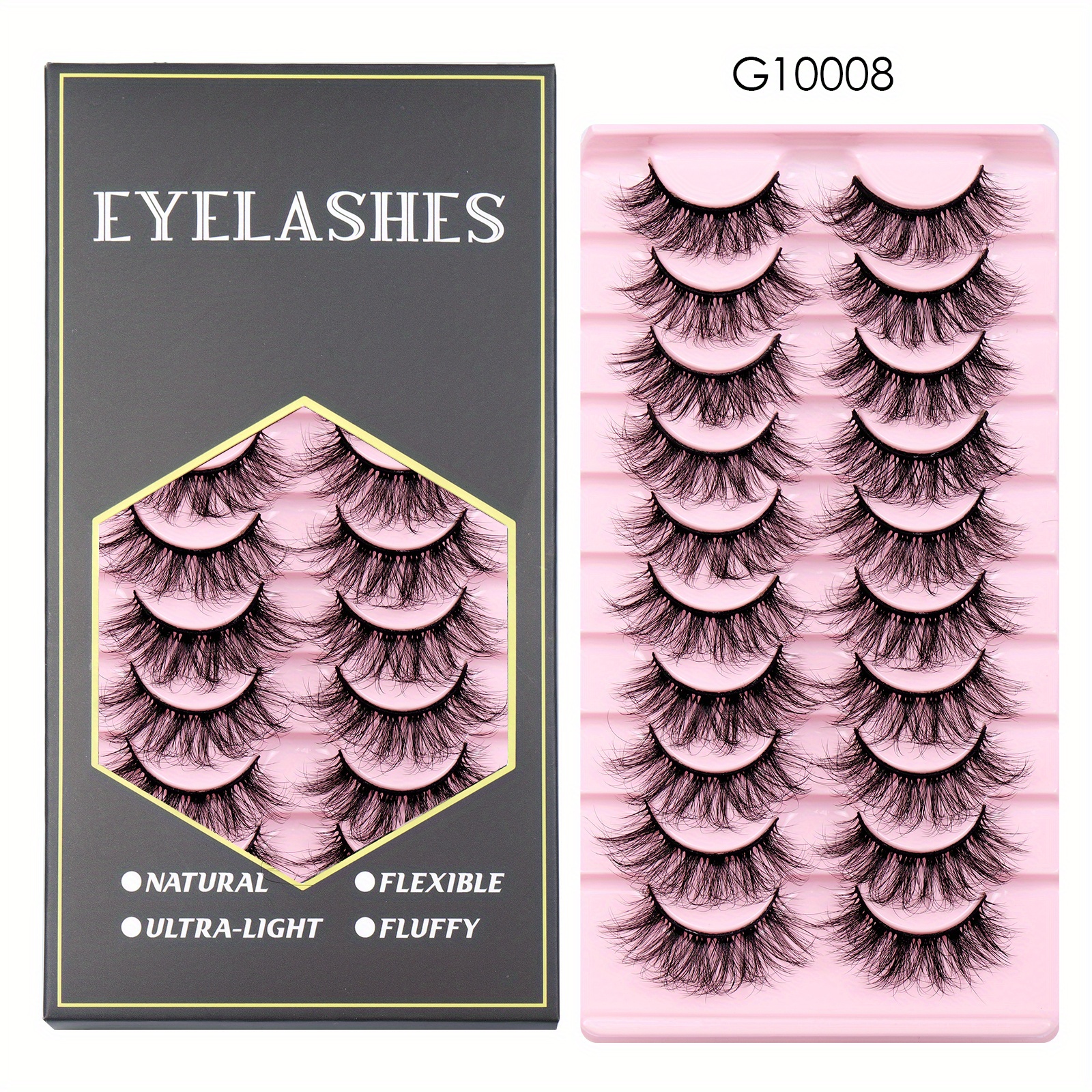 10 Pairs Thick Curling Messy Faux Mink False Eyelashes
