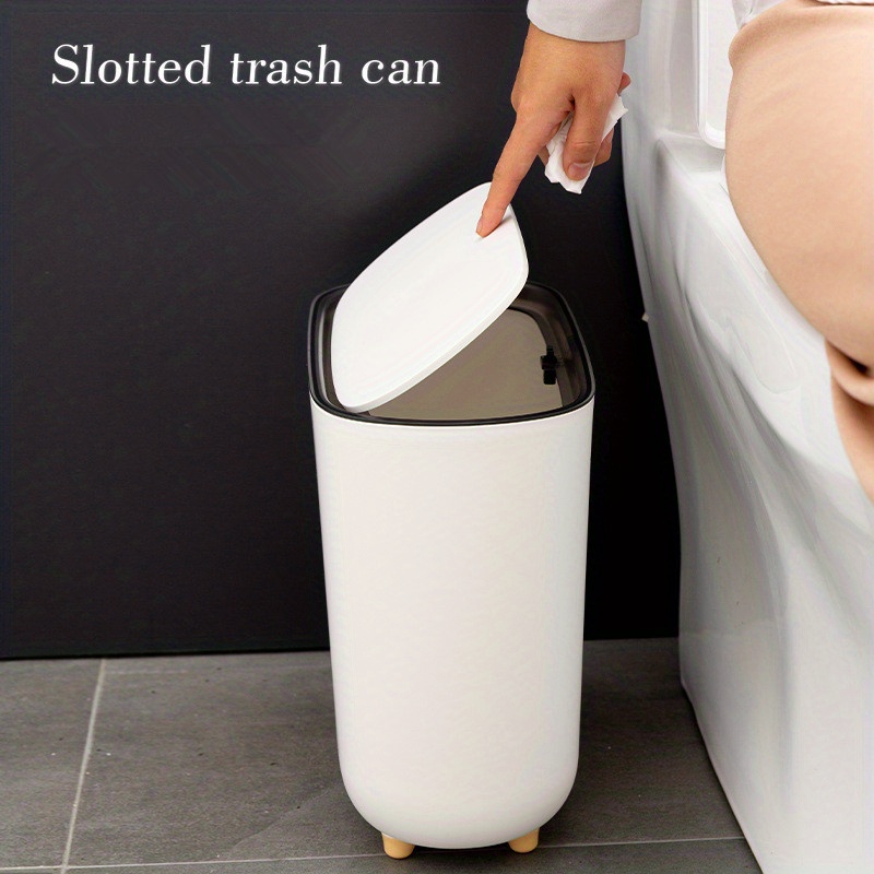 Slim Trash Can, Trash Bin, Toilet Garbage Can With Pressure Ring
