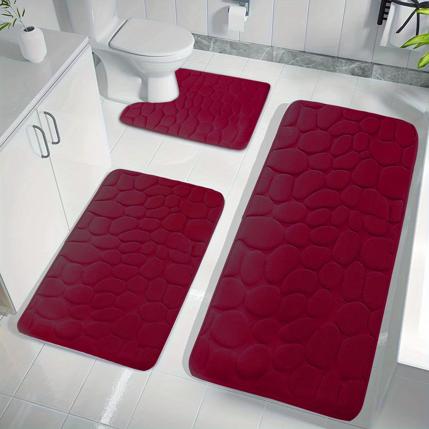  Corlap - Alfombra de baño antideslizante, ultra suave,  acogedora y resistente a la absorción de agua, gruesa alfombra de ducha,  alfombras de microfibra de felpa, se puede lavar a máquina, bañera