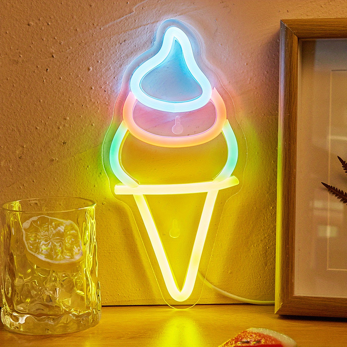 Wall Temu Sign Decor Light Led Neon Up Cream For - Ice And Table