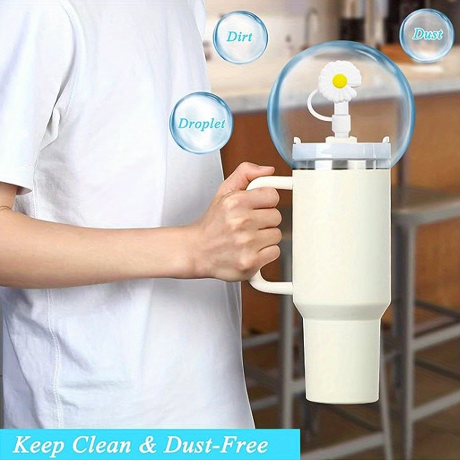 Reusable Dustproof Silicone Straw Lid, Cute Cartoon Daisy Cloud
