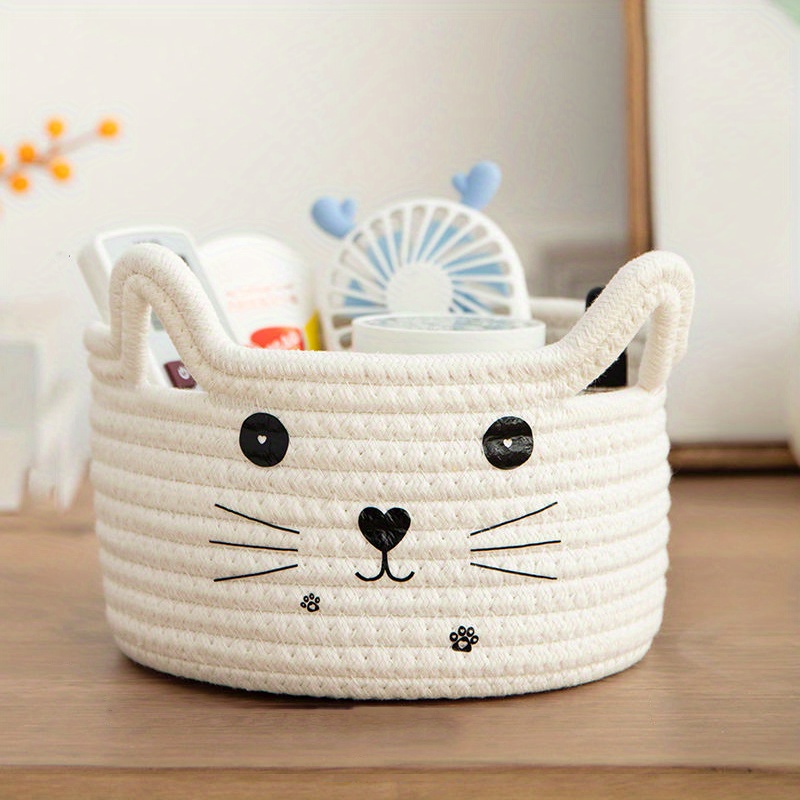 1pc Braided Pet Storage Basket For Dog And Cat For Clothes Storage