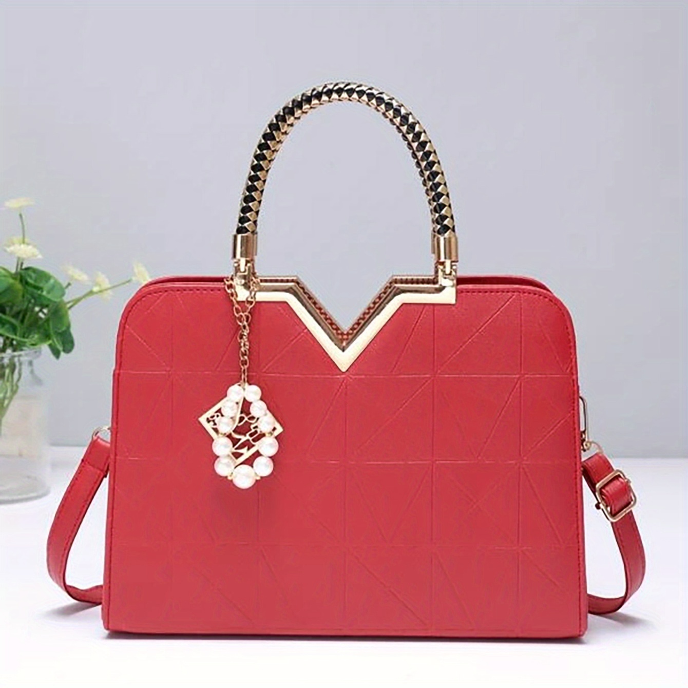 Geometric Embossed Handbag Women Fashion Hard Shell Temu