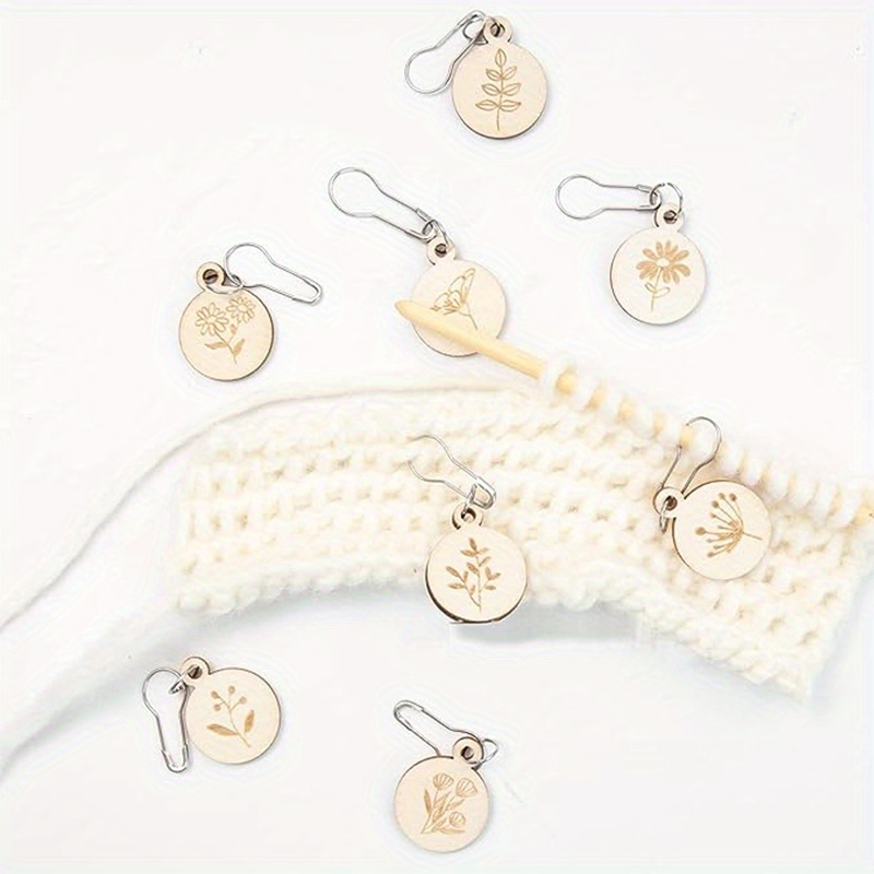 DIY Crochet Stitch Marker Golden Markers with Wooden Storage Box Handmade  Craft Crochet Marker Durable Locking Stitch Markers Sewing Tool 