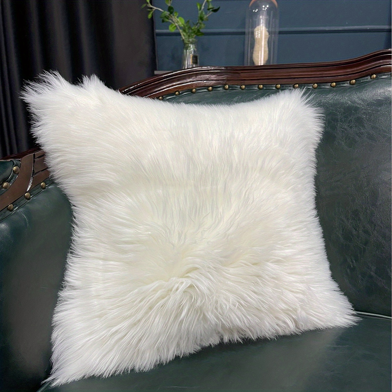 1pc White Wool Pillowcase, Cushion Cover Bedding Sofa Cushion Chair Cushion Long Plush Bedroom Decor Pillowcase (pillow Insert Not Included) 11.8x19.6in/17.7x17.7in (30x50cm/45x45cm)