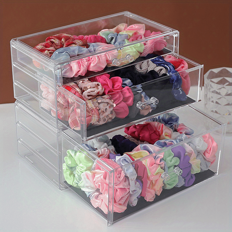 transparent dustproof hair accessories storage jewelry box elastic band hair ring with hair clip comb box large capacity jewelry storage box details 0