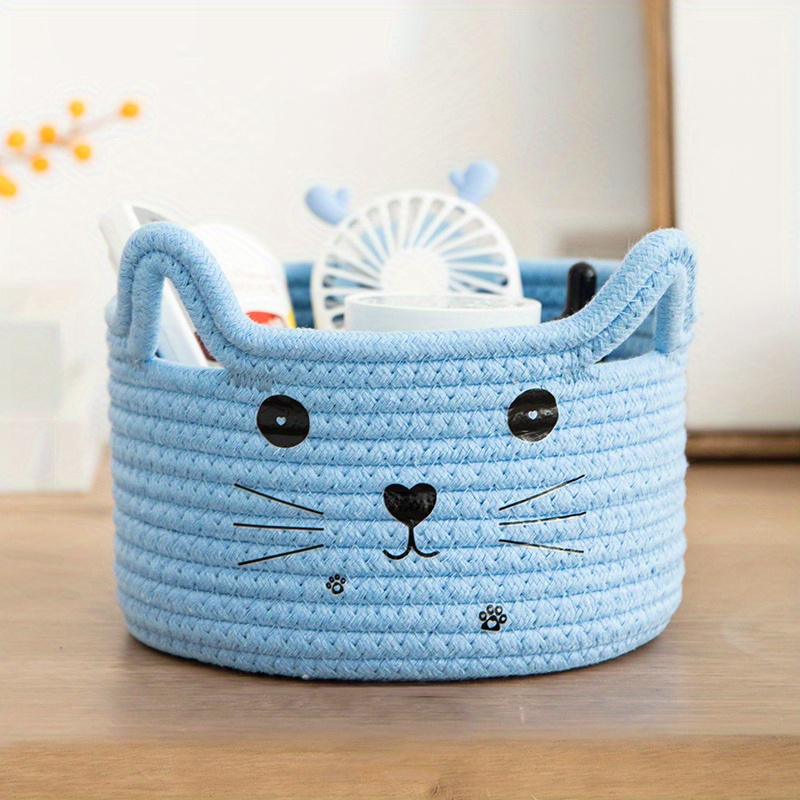 Cat Ears Decor Storage Basket Decorative Woven Storage - Temu