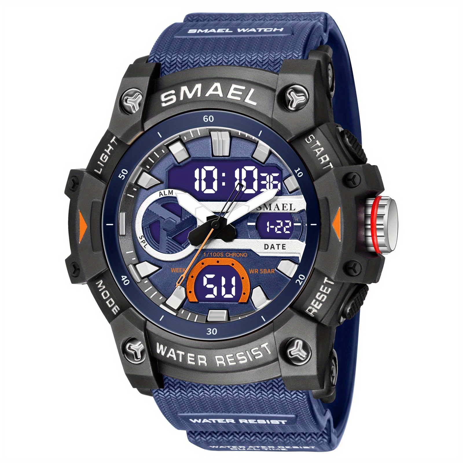 デジタルスポーツ時計クォーツ腕時計アラームストップウォッチデュアルタイムゾーン - 3
