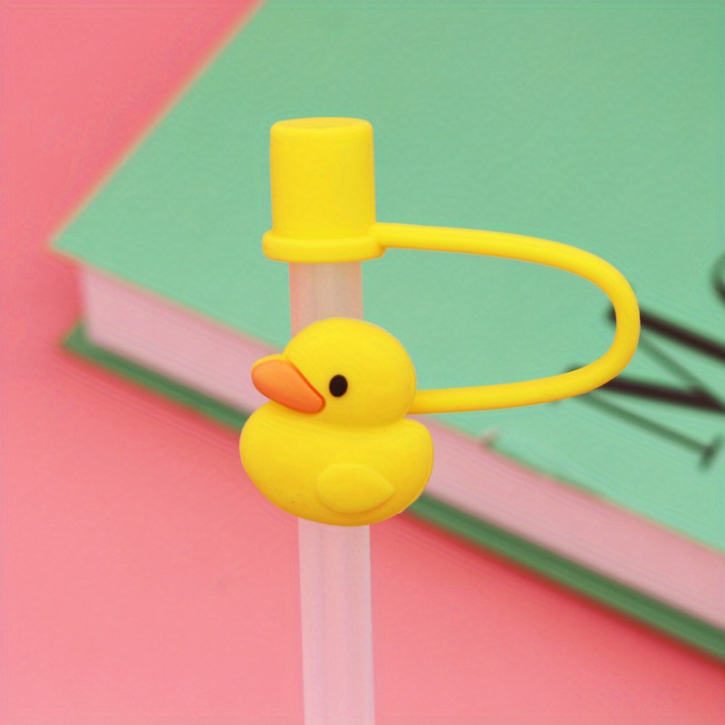 Cartoon Straw Cover Reusable Silicone Straw Caps Decor for 5-10mm (Duck  Yellow) 
