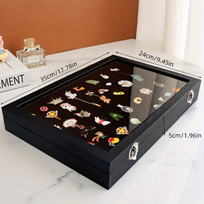 Pin Collection Display Box Badge Display Case Artificial PU Leather  Transparent Black for Military Medal - AliExpress