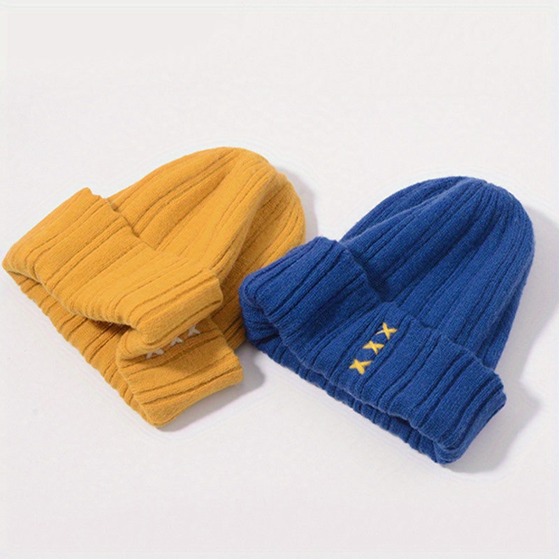 Xxx Embroidery Striped Beanies Candy Color Basic Beanie Trendy Skull Unisex  Couple Knit Hats Lightweight Warm Ski Hat For Women & Men - Temu