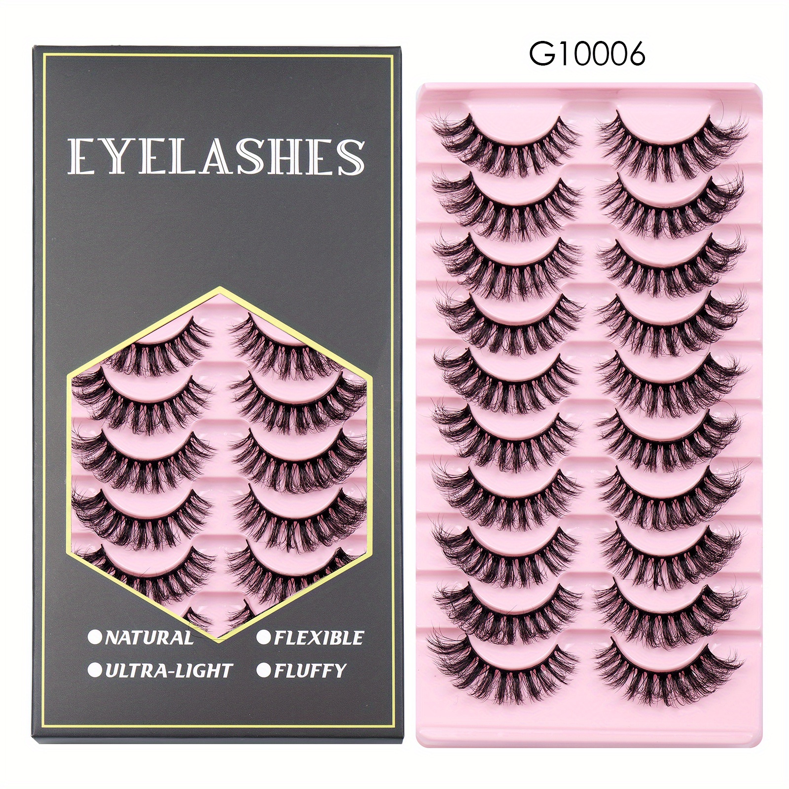 10 Pairs Thick Curling Messy Faux Mink False Eyelashes