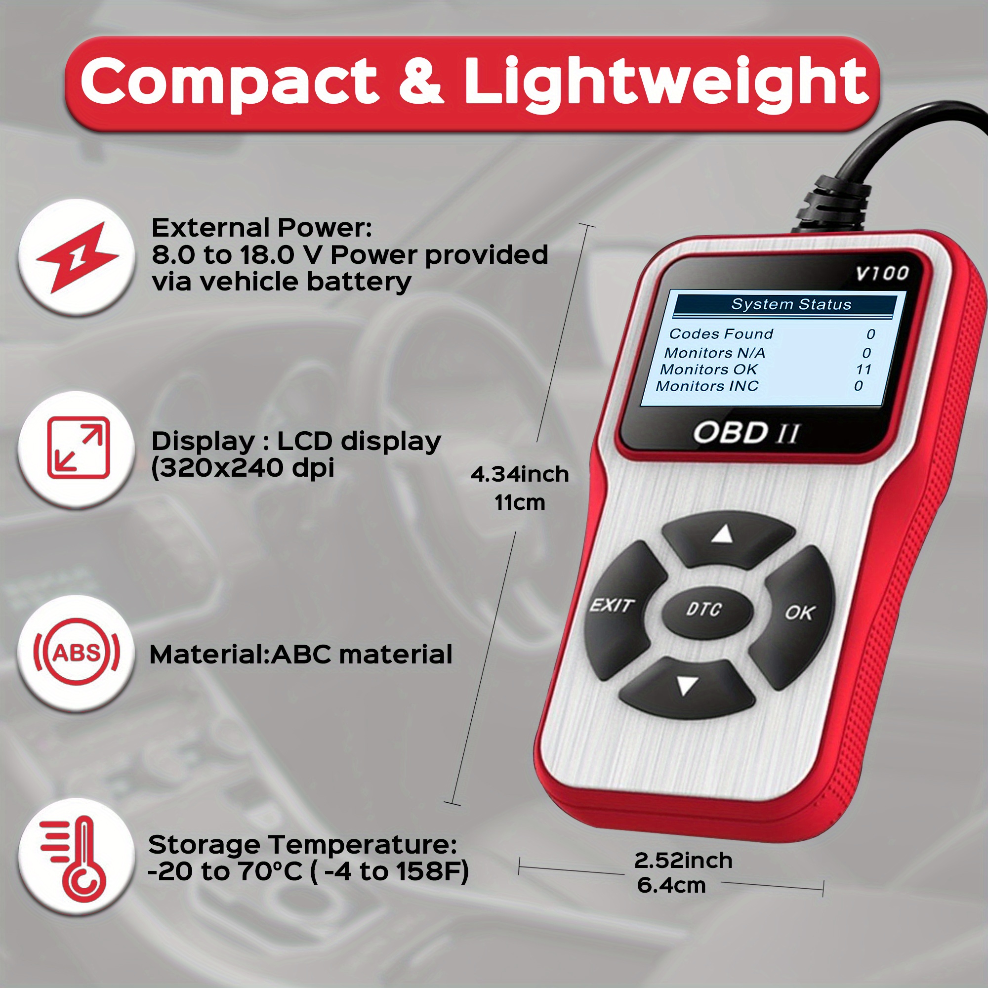 Strumento Diagnostico Per Auto, Lettore Di Codici Di Errore OBD2 OBDII  EOBD, Lettore Di Codici Di Errore Del Motore, Strumento Di Scansione