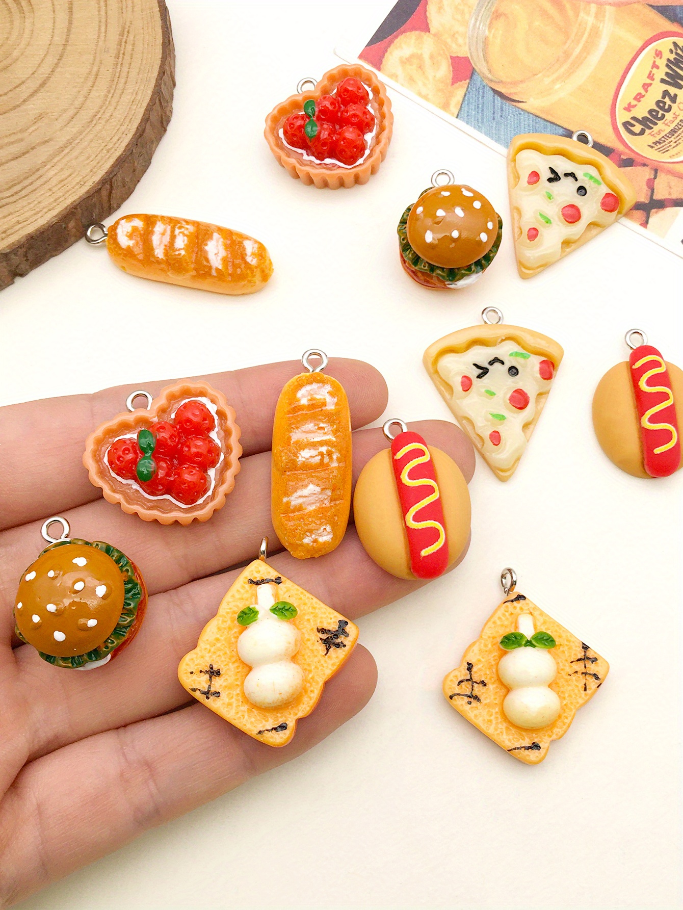 Imitation Food Charms, Bread Jewelry Charm, Bread Resin Charms