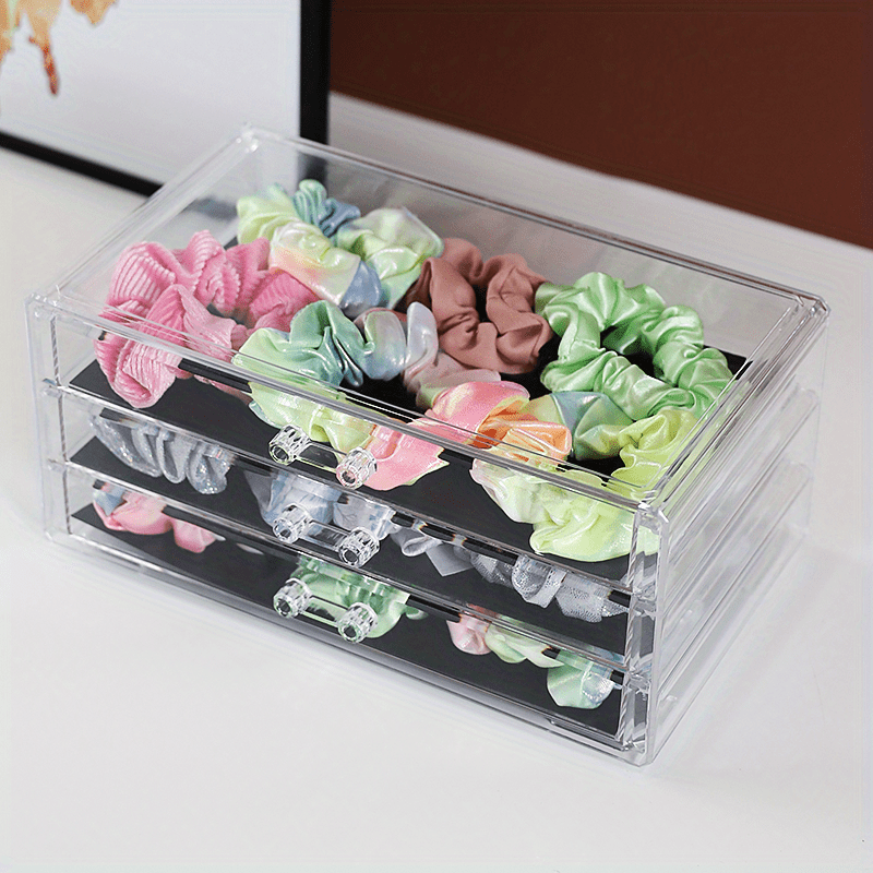 transparent dustproof hair accessories storage jewelry box elastic band hair ring with hair clip comb box large capacity jewelry storage box details 4