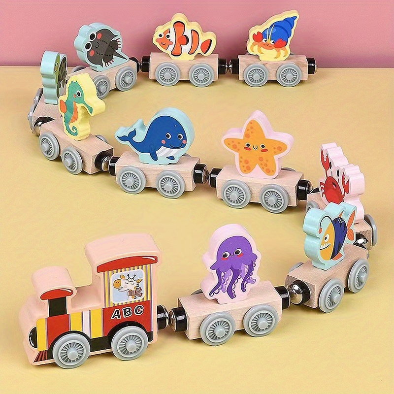 Magnetic Wooden Small Train Toys Children Puzzle Magnetic - Temu