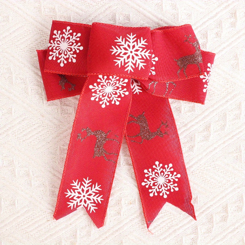 Christmas Snowflake Reindeer Double sided Woven Ribbon Bow - Temu