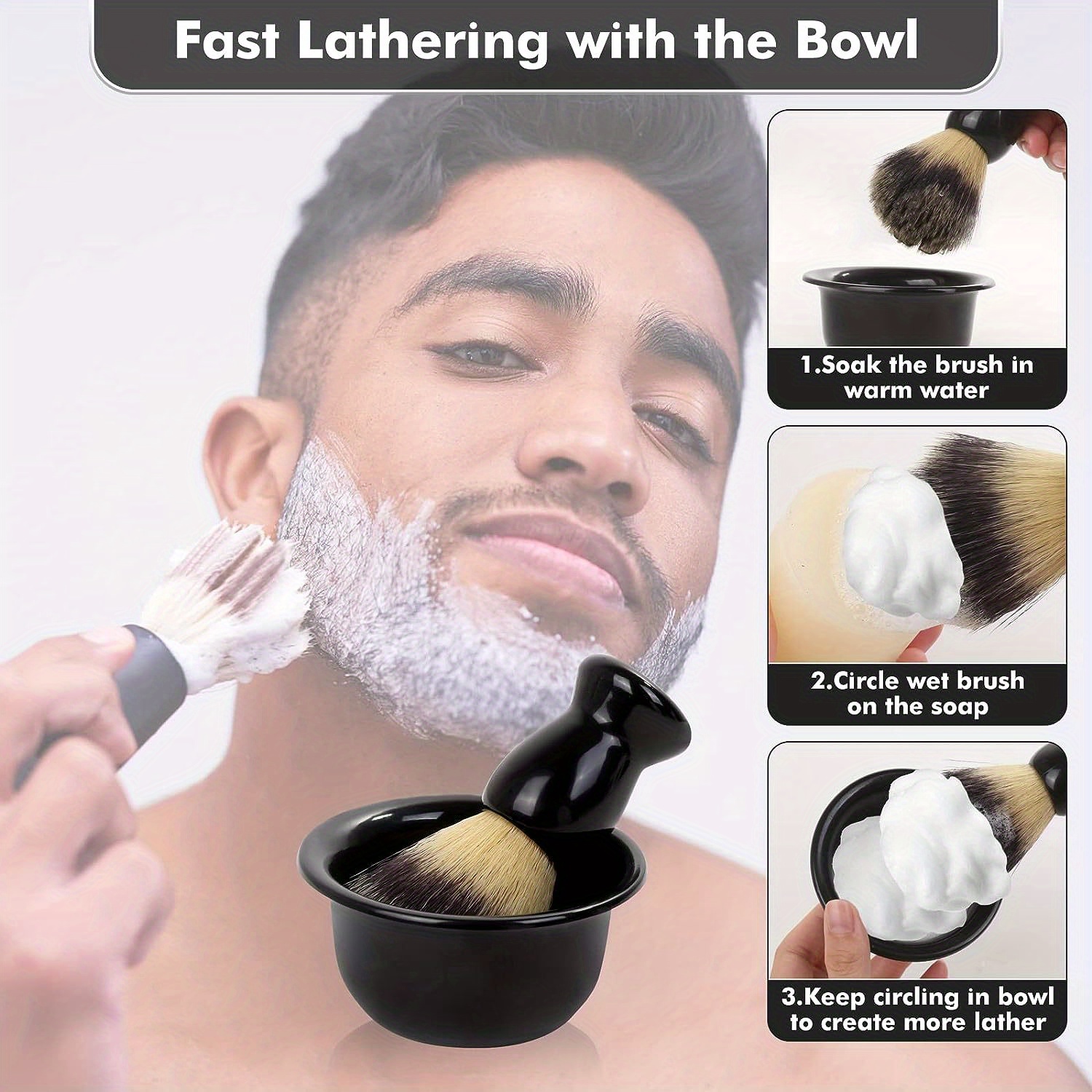 Men's Shaving Brush Bowl Set 1 Shaving Brush Set Men Shave - Temu Portugal